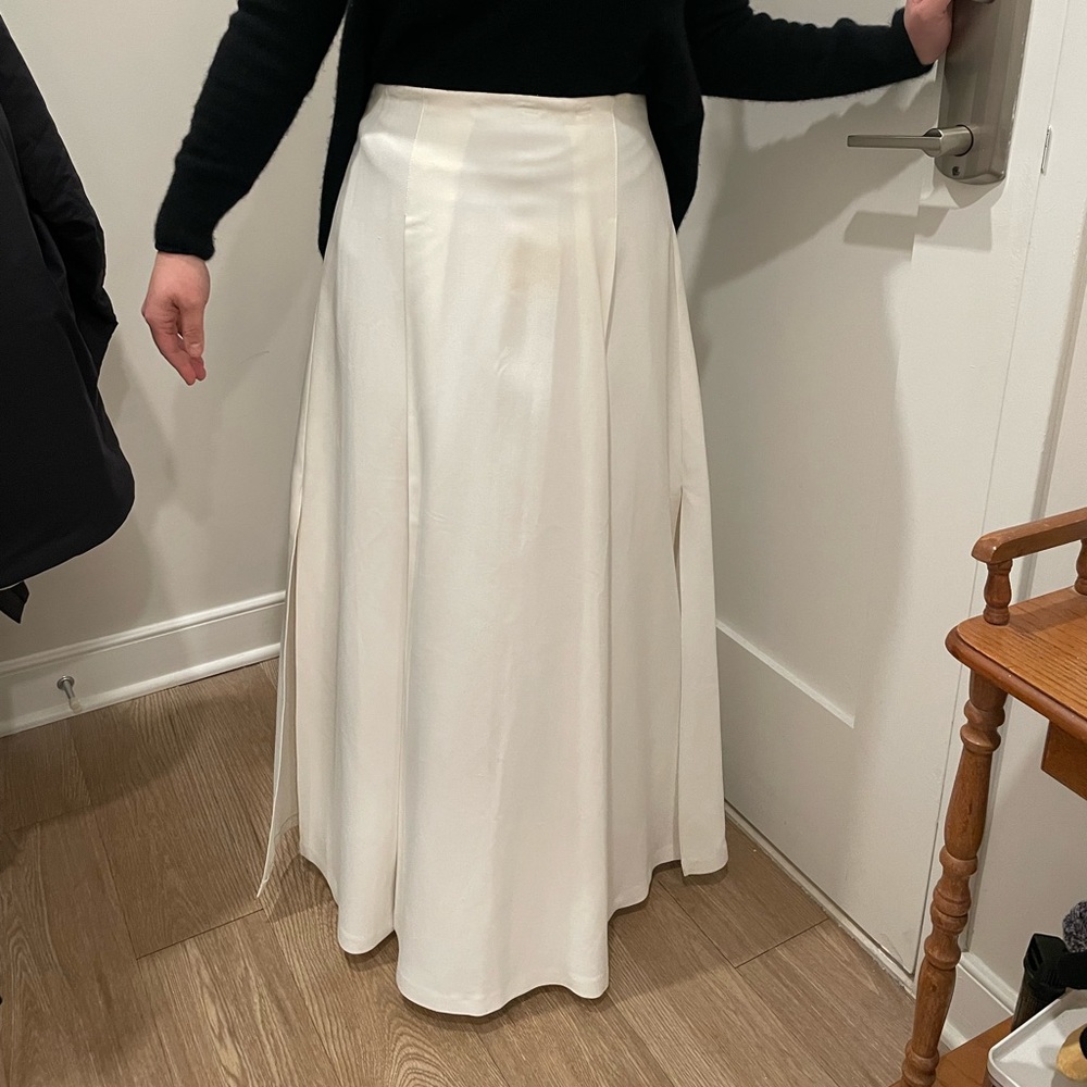 Khaite paneled viscose white long skirt